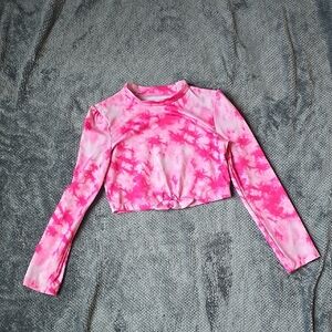 More Than Magic Pink Tie-Dye Kids Swim Rashguard
